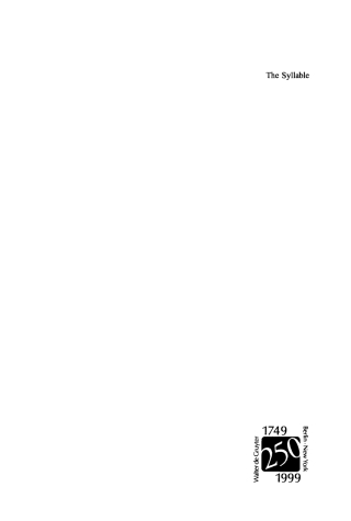 Imagen de portada: The Syllable 1st edition 9783110162745