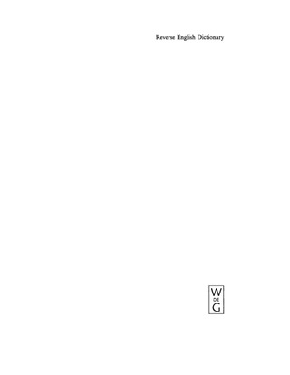 Cover image: Reverse English Dictionary 1st edition 9783110163629