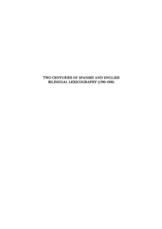Cover image: Two Centuries of Spanish and English Bilingual Lexicography (1590–1800) 1st edition 9789027907431