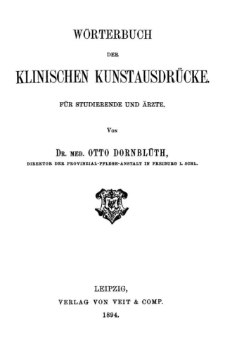 Cover image: Wörterbuch der klinischen Kunstausdrücke 1st edition 9783110163780