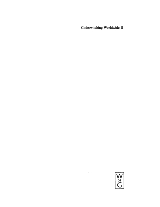 Cover image: Codeswitching Worldwide. II 1st edition 9783110167689