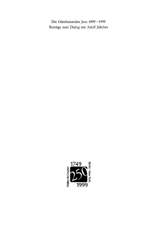 Cover image: Die Gleichnisreden Jesu 1899–1999 1st edition 9783110167535