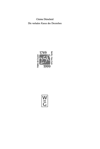 Cover image: Die verbalen Kasus des Deutschen 1st edition 9783110164923