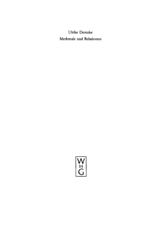 Cover image: Merkmale und Relationen 1st edition 9783110166620