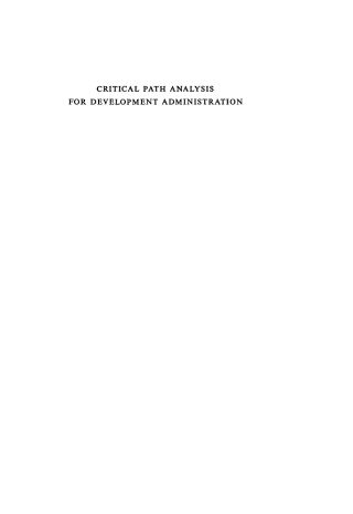 Imagen de portada: Critical path analysis for development administration 1st edition 9789027921741