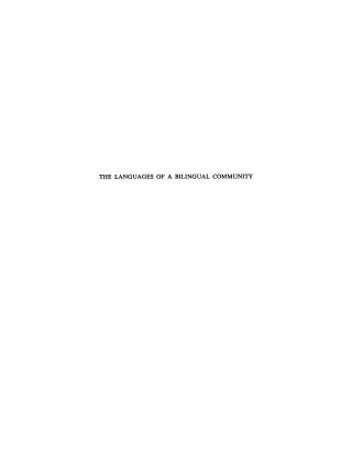 Cover image: The Languages of a Bilingual Community 1st edition 9789027907301