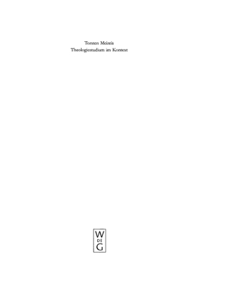 Cover image: Theologiestudium im Kontext 1st edition 9783110157376