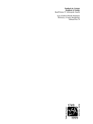 Cover image: Dictionary of Insect Morphology 1st edition 9783110148985