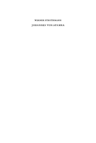 Cover image: Johannes von Apamea 1st edition 9783110024579