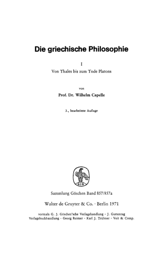 Omslagafbeelding: Von Thales bis zum Tode Platons 3rd edition 9783110019087
