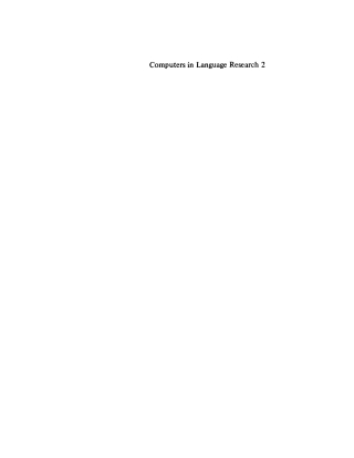 Imagen de portada: Computers in Language Research 2 1st edition 9789027930095