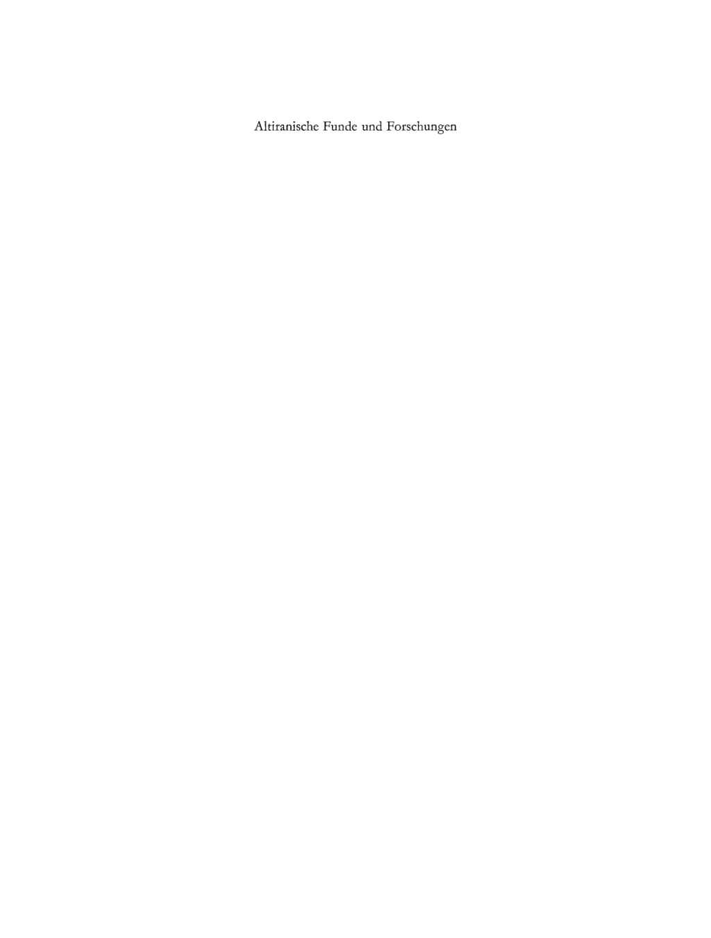Altiranische Funde und Forschungen 1st Edition