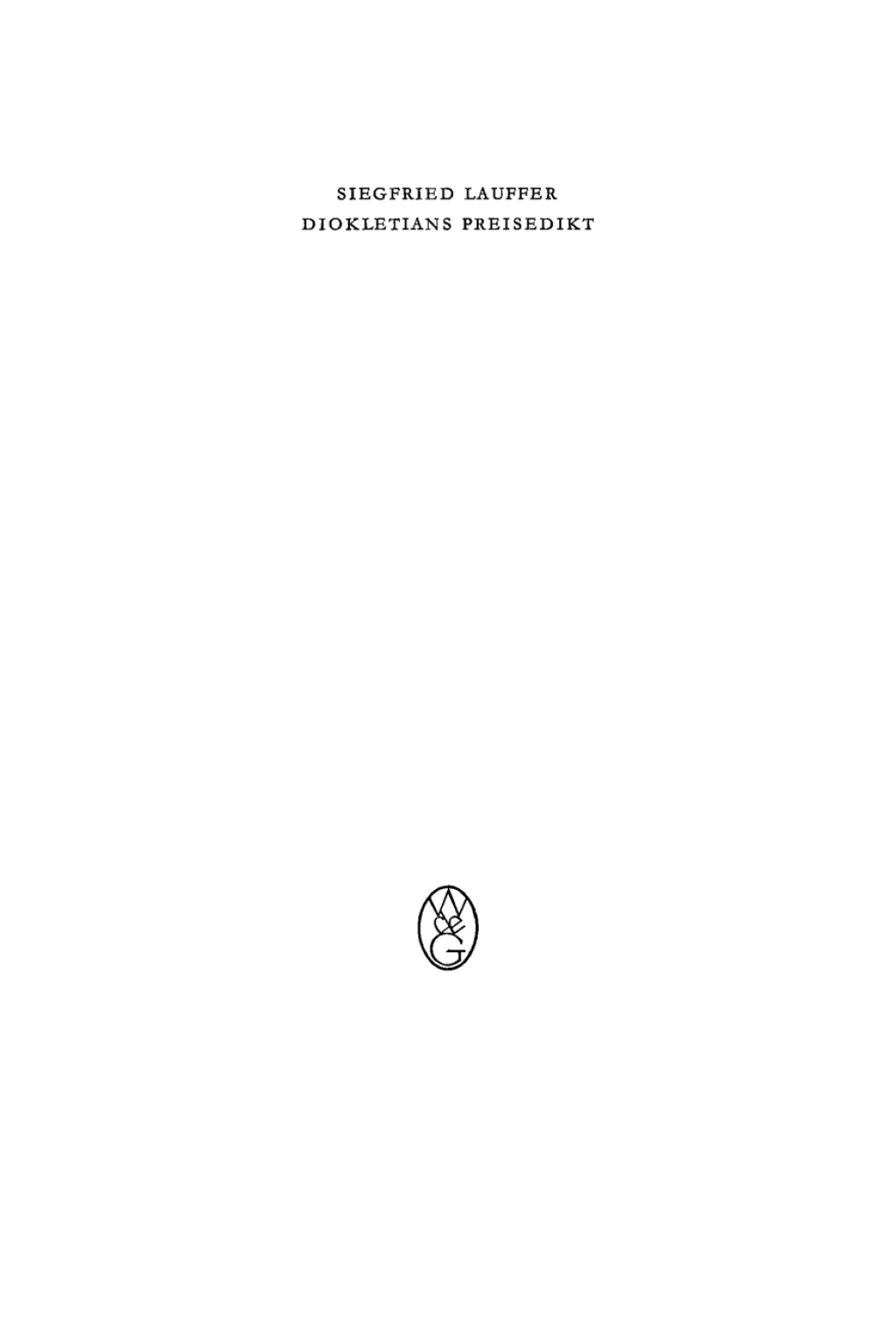 Diokletians Preisedikt 1st Edition