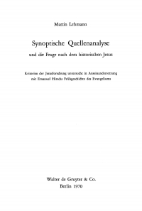 Cover image: Synoptische Quellenanalyse und die Frage nach dem historischen Jesus 1st edition 9783110025880