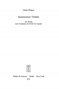 Cover image: Sacramentum Unitatis 1st edition 9783110024241