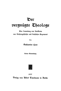 Cover image: Der vergnügte Theologe 1st edition 9783110094121