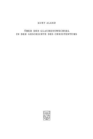 Cover image: Über den Glaubenswechsel in der Geschichte des Christentums 1st edition 9783110052145