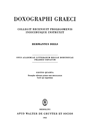 Imagen de portada: Doxographi Graeci 4th edition 9783110013733