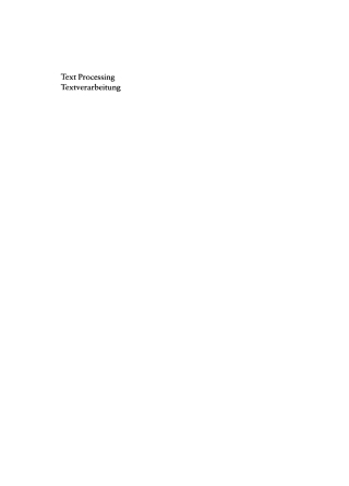 Imagen de portada: Text Processing / Textverarbeitung 1st edition 9783110075656