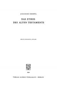Cover image: Das Ethos des Alten Testaments 2nd edition 9783110055719