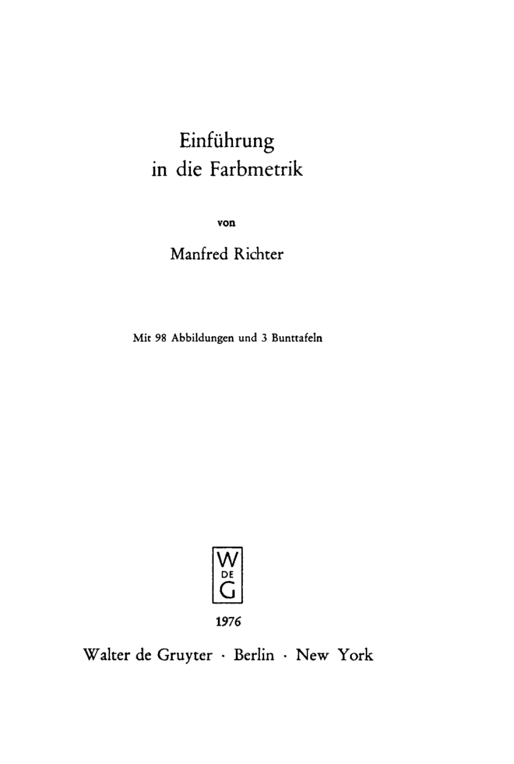 Einführung in die Farbmetrik 1st Edition