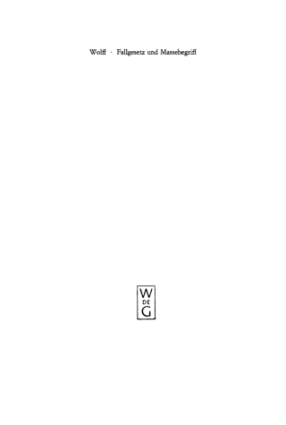 Cover image: Fallgesetz und Massebegriff 1st edition 9783110064285