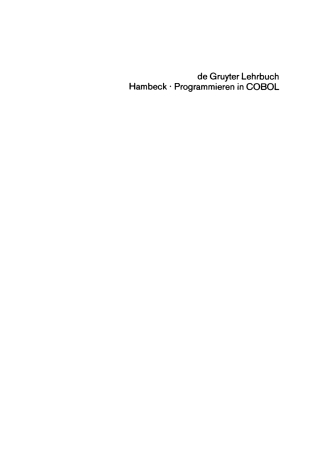 Cover image: Einführung in das Programmieren in COBOL 3rd edition 9783110086935