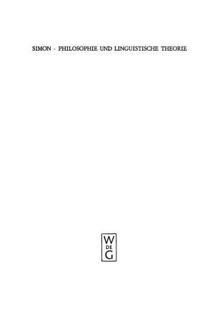 Cover image: Philosophie und linguistische Theorie 1st edition 9783110035698