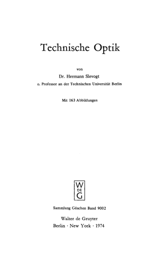 Imagen de portada: Technische Optik 1st edition 9783110042870