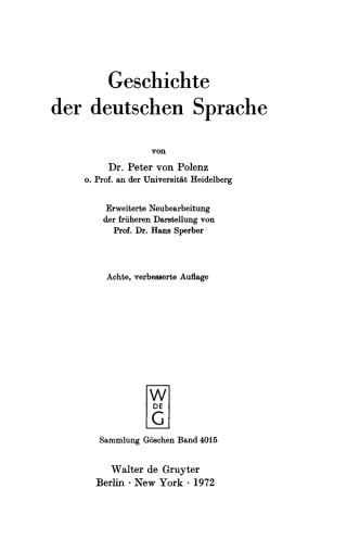 Cover image: Geschichte der deutschen Sprache 8th edition 9783110042030