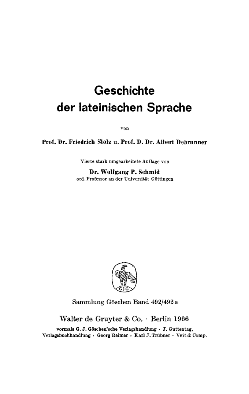 Geschichte der lateinischen Sprache 4th Edition