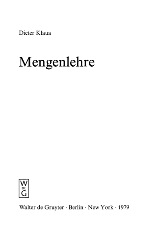 Imagen de portada: Mengenlehre 1st edition 9783110077261