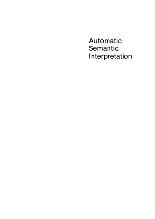 Cover image: Automatic Semantic Interpretation 1st edition 9783110132755