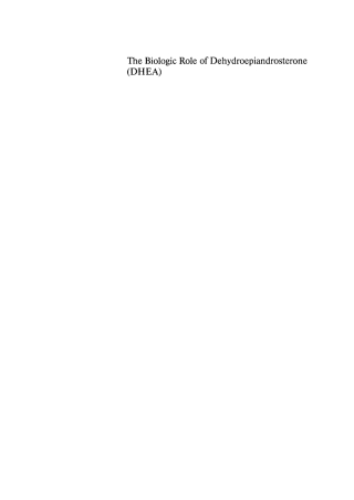 Cover image: The Biologic Role of Dehydroepiandrosterone (DHEA) 1st edition 9783110122435