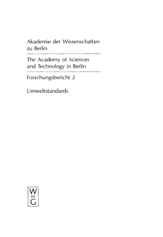 Omslagafbeelding: Umweltstandards 1st edition 9783110134506