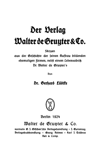 Cover image: Der Verlag Walter de Gruyter & Co. 1st edition 9783110076356