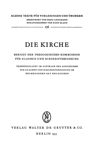 Imagen de portada: Die Kirche 1st edition 9783110031737