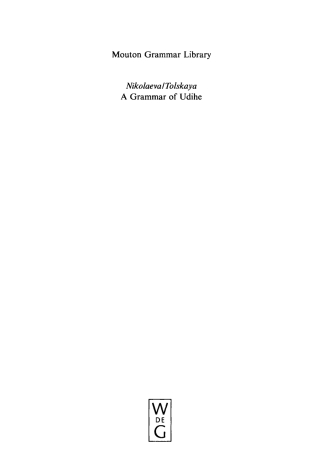 Cover image: A Grammar of Udihe 1st edition 9783110169164