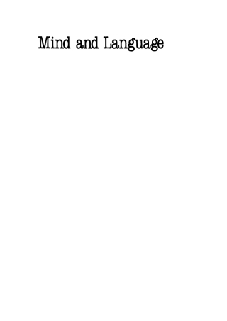 Cover image: Mind and language 1st edition 9783110132816