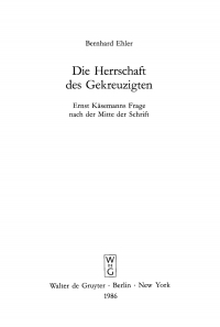 Imagen de portada: Die Herrschaft des Gekreuzigten 1st edition 9783110103977