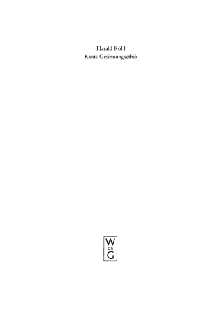 Cover image: Kants Gesinnungsethik 1st edition 9783110123098