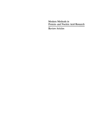 Cover image: Modern Methods in Protein- and Nucleic Acid Research 1st edition 9783110122756