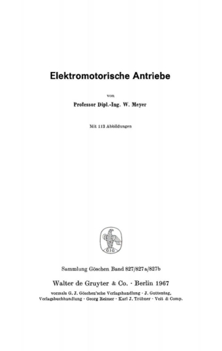 Cover image: Elektromotorische Antriebe 1st edition 9783110061833