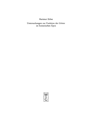 Imagen de portada: Untersuchungen zur Funktion der Götter im homerischen Epos 1st edition 9783110107777