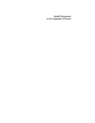 Cover image: Sandhi Phenomena in the Languages of Europe 1st edition 9783110098822