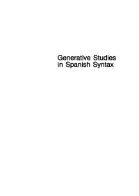 Cover image: Generative Studies in Spanish syntax 1st edition 9783110130621