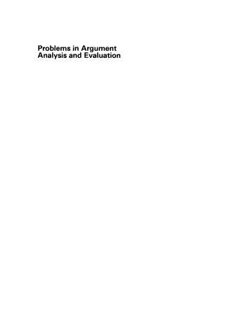 Cover image: Problems in Argument Analysis and Evaluation 1st edition 9783110130638