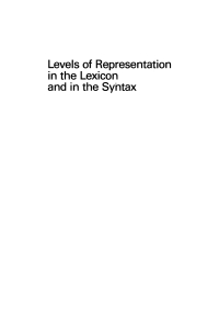 Cover image: Levels of representation in the lexicon and in the syntax 1st edition 9783110131499