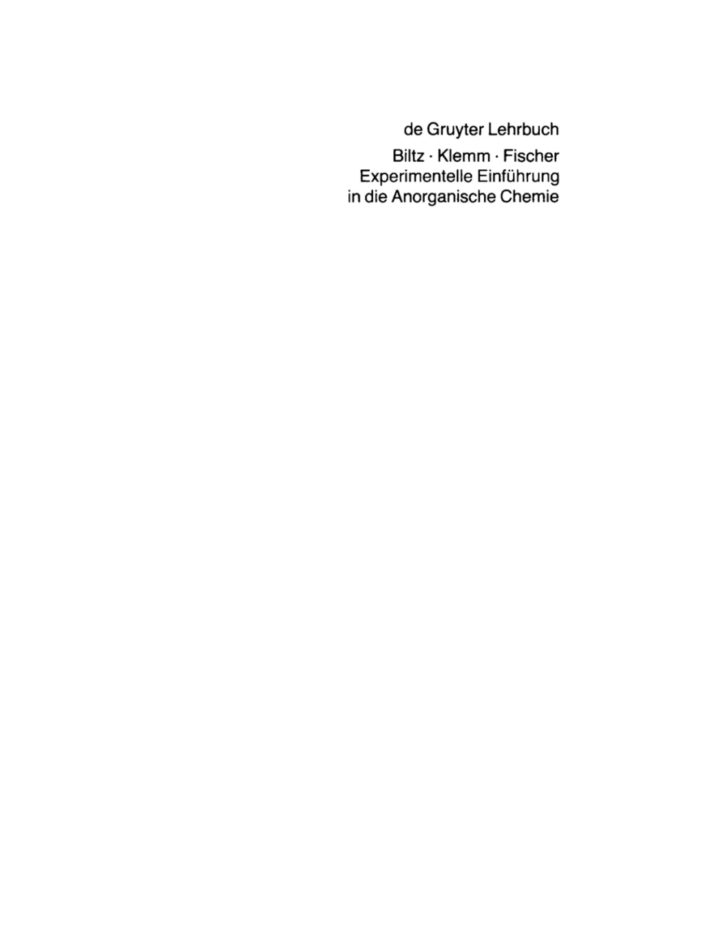 Experimentelle Einführung in die Anorganische Chemie 73rd Edition