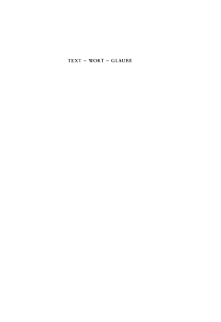 Imagen de portada: Text - Wort - Glaube 1st edition 9783110073188